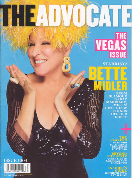 Bette Makes The Cover Story Of "The Advocate"