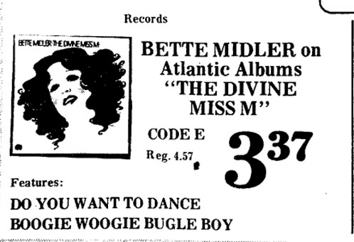 BetteBack: Print Ad For The Divine Miss M Album ~  $3.37!!!????? ~ 1973