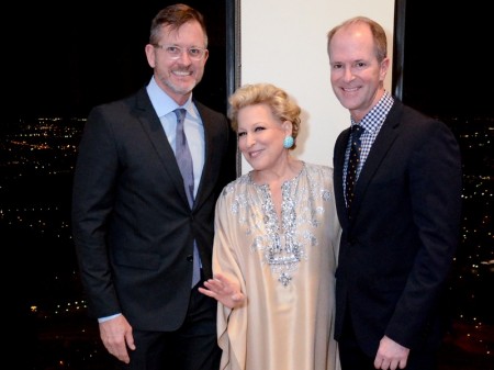 Marcos Sloan, left, Bette Midler and Shannon Hall at the Brilliant Lecture Series dinner. Photo by Yolanda Smith