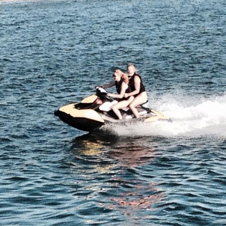 amy and jLaw Jet skiing