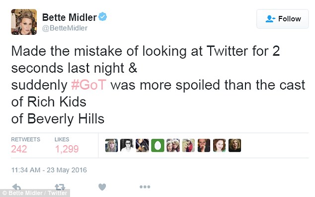 Rich Kids Of Beverly Hills stars are HAPPY when Bette Midler calls them 'spoiled' on Twitter