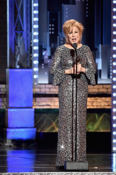 NEW YORK, NY - JUNE 11: Bette Midler accepts the award for Best Performance by an Actress in a Leading Role in a Musical for ?Hello, Dolly!? onstage during the 2017 Tony Awards at Radio City Music Hall on June 11, 2017 in New York City. (Photo by Theo Wargo/Getty Images for Tony Awards Productions)
