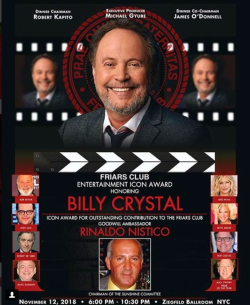 Billy Crystal to be eighth ever honoree with the Friars Club's Entertainment Icon Award - Bette Midler Will Roast