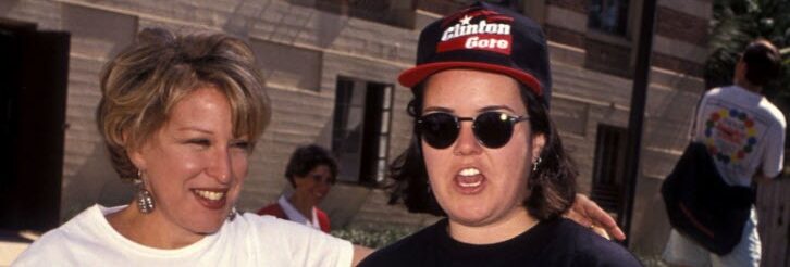 Bette Midler and Rosie O'Donnell campaigning for Clinton/Gore