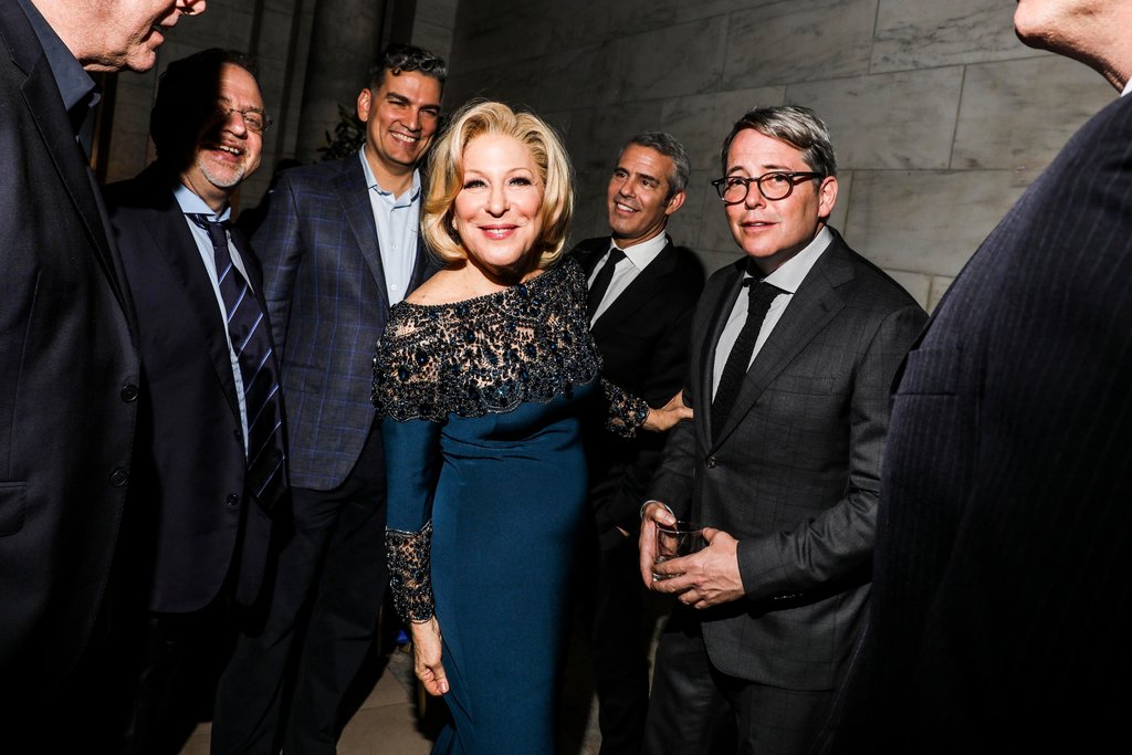 Michael Kors (not seen), Andy Cohen, Matthew Broderick, and others, await Bette Midler's arrival from the opening of Hello Dolly