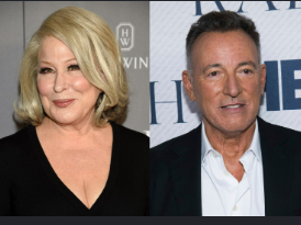Side-by-side portrait: blonde woman in a black top on the left and a man in a dark suit on the right at a red-carpet event.
