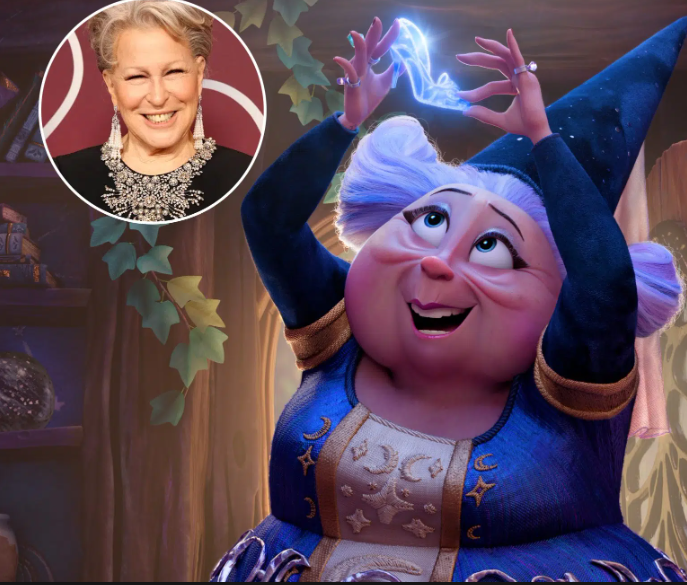 Animated purple-haired, blue-clad character raises glowing blue magic above her hands; inset circle shows a smiling woman wearing a jeweled necklace.