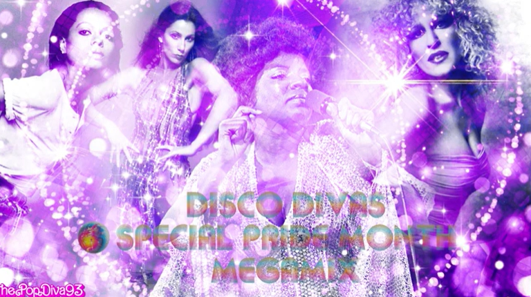 2026-07-01_14-52-28 - bootleg betty Promo poster with four disco divas in a purple glitter background; text reads 'DISCO DIVAS SPECIAL PERFORMANCE MONTH'.
