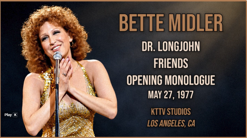 2026-09-25_23-39-57 - bootleg betty Promotional poster of Bette Midler performing on stage, with event details (Los Angeles, 1977)