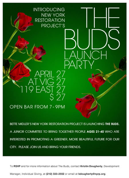 NYRP: The Buds Launch Party, April 27 at Vig 27