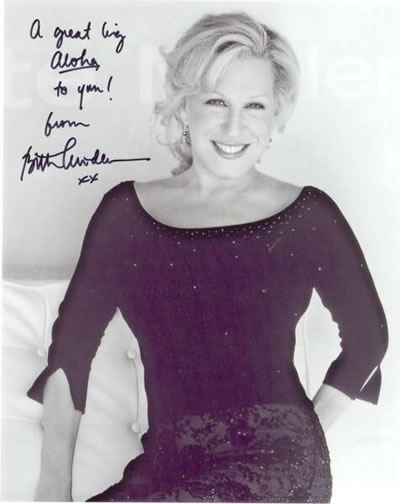 Bette Midler, Along With Other Celebs, Donates Autograph For "Luke Neuhedel Foundation":<br> An Online Auction Beginning Saturday, March 3rd.