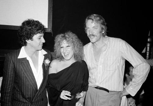 Peter Riegert, Bette Midler, and Donald Sutherland at Animal House premiere 1979